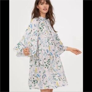 Anna Glover x H&M Cream Dress Floral Design Tunic Flowy Casual Formal Summer